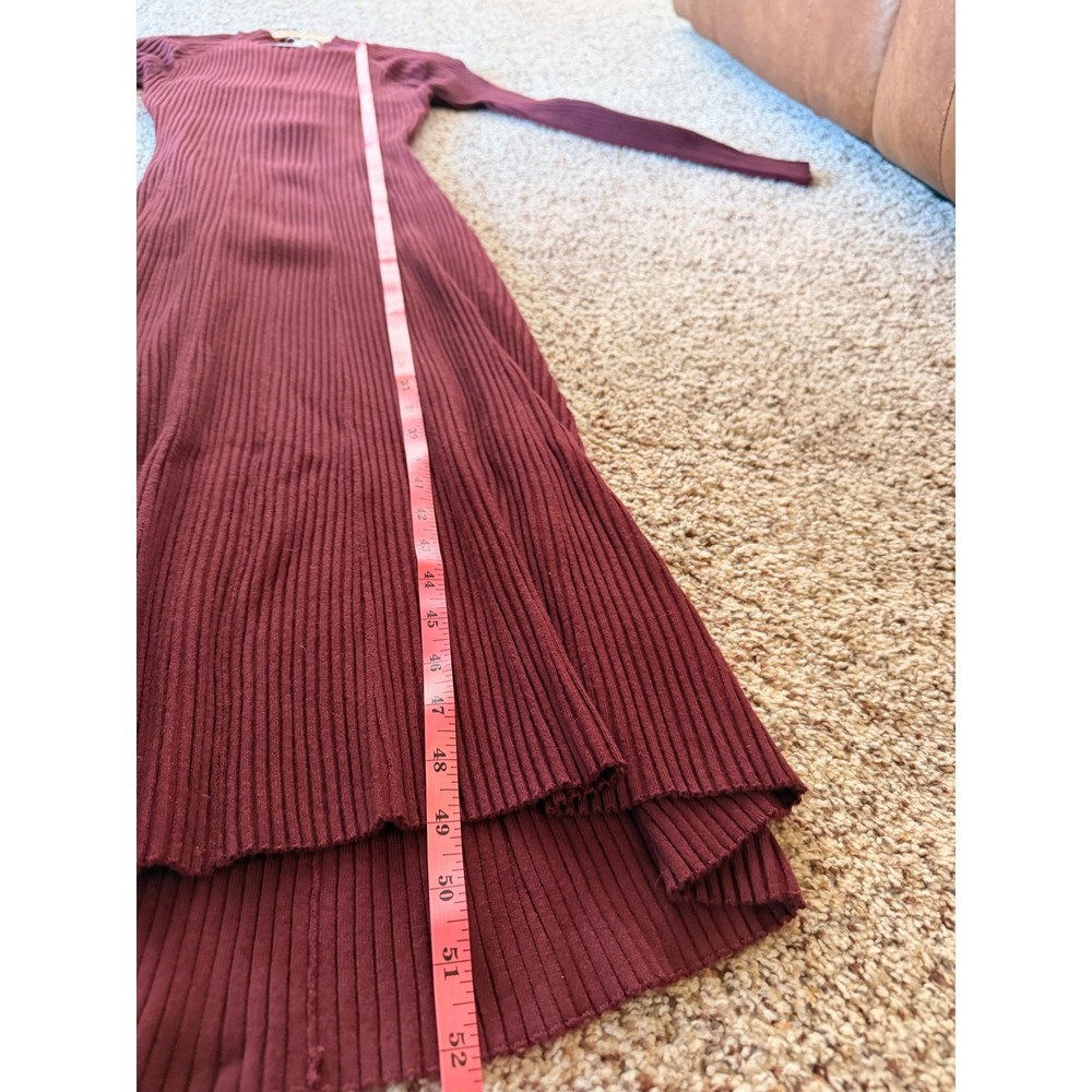 Lush "After Hours" Ribbed Knit Maxi Dress M Burgundy Long Sleeve Cutout Mock - Picture 6 of 8